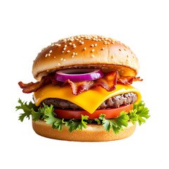 Bacon Cheeseburger: Recipe & Photos isolated on transparent background