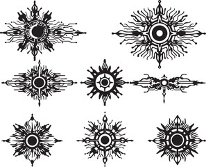 Set of elements for flat design, patterns, ornaments, mandalas. Hand drawn vector illustration