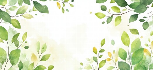 Spring banner background with abstract leaves and plants. springtime nature landscape for social media, web design, or presentation background. hand-drawn line art of spring leaves and plants. 