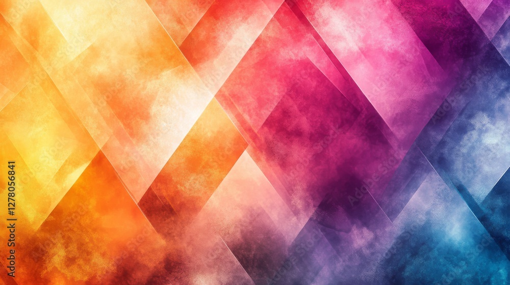 Poster abstract colorful geometric shapes overlapping across the canvas
