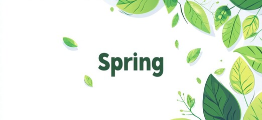 Spring banner background with abstract leaves and plants. springtime nature landscape for social media, web design, or presentation background. hand-drawn line art of spring leaves and plants. 