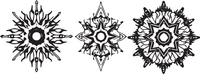 Set of elements for flat design, patterns, ornaments, mandalas. Hand drawn vector illustration