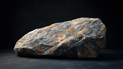 Fototapeta premium A textured stone displayed in a studio setting against a black background.