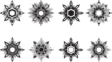 Set of elements for flat design, patterns, ornaments, mandalas. Hand drawn vector illustration