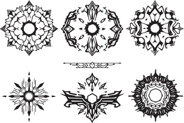 Set of elements for flat design, patterns, ornaments, mandalas. Hand drawn vector illustration