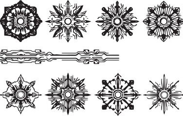Set of elements for flat design, patterns, ornaments, mandalas. Hand drawn vector illustration