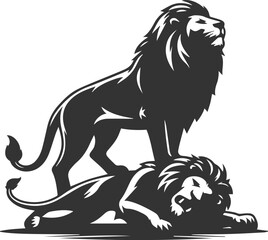 A lion standing over a defeated enemy