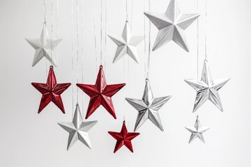 Obraz premium 3D Hanging Stars Isolated and White Background