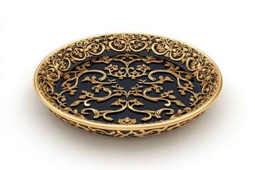 Naklejka premium 3D Ornate Ramadan Plate Isolated and White Background