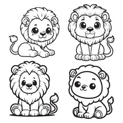 High-Quality Cute Cartoonic Lion Sitting Pose Vector Illustrations