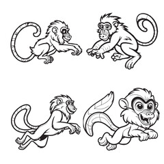 High-Quality Cute Cartoonic Mandrill Jumping Pose Vector Illustrations