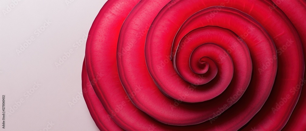 Aufkleber close-up of a spiral-like object made of red fabric. the fabric appears to be made of a soft, velvet