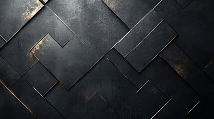 Geometric Black Tiles With Gold Accents Create Stunning Patterns