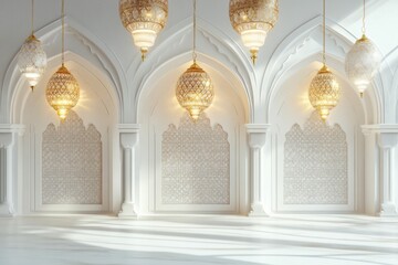 Fototapeta premium 3D Ramadan Wall Art Isolated and White Background