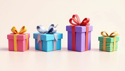 Fototapeta premium Colorful Gift Boxes with Bows Birthday Holiday Celebration Presents