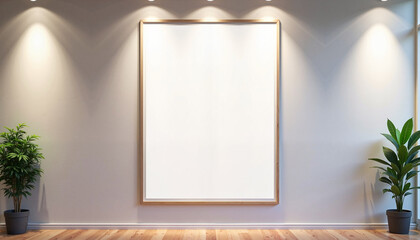 A hanging poster mockup with a wooden frame, styled in a cozy room with natural sunlight and minimal decor. Ideal for presenting branding visuals, artwork, or event posters.