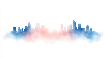 Fototapeta premium Watercolor Illustration of a Floating City Skyline in Soft Colors