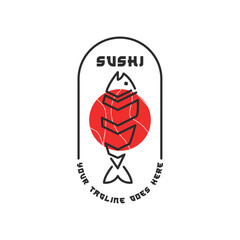 sushi logo line art design.