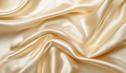 Draped champagne silk fabric, textured background, luxurious textile