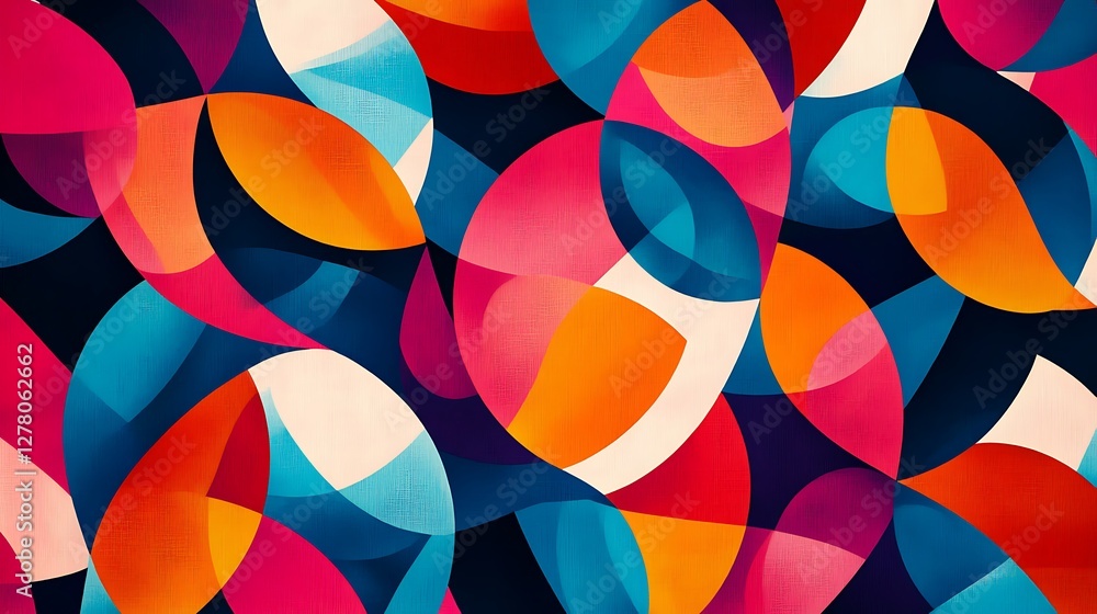 Poster abstract colorful overlapping geometric shapes design