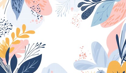 floral elements set with leaves and flowers. illustration of various types and sizes of leaves, flowers, and branches on a white background