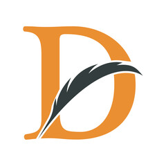 Feather Logo combine with letter D vector template