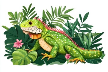 Obraz premium Beautiful iguana Clipart, isolated on a white background