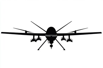 Black Drone Vector Silhouette Design Isolated on White Background
