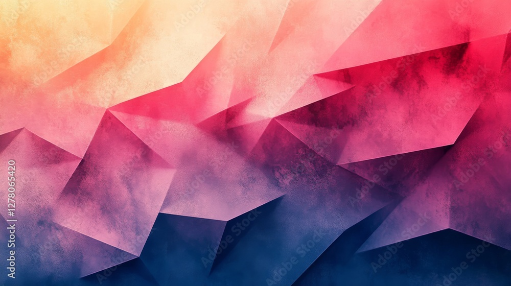 Poster this colorful abstract geometric artwork presents complex triangular forms and gradients