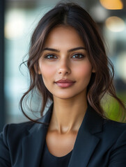 Fototapeta premium Confident woman in a business setting with soft features