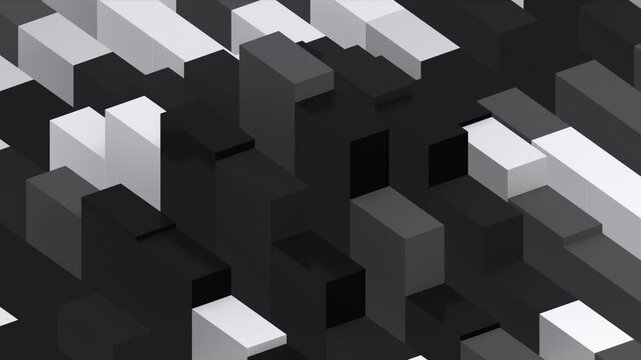 Looped 3D black and white waving cubes animation.
