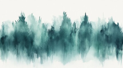 A forest of painted trees in different shades of green