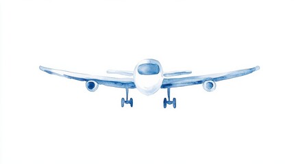 Watercolor Illustration of a Sleek Drone in Blue Hues