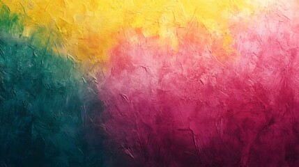 Fototapeta premium A stunning abstract textured painting with a gradient blend of pink, green, and yellow, creating a rich and dynamic composition.