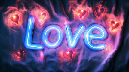 Glowing Neon Love Sign with Hearts
