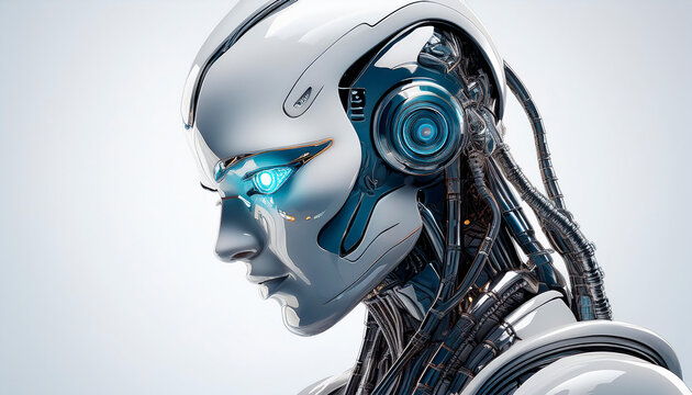 Retrato de ciborg visto de perfil