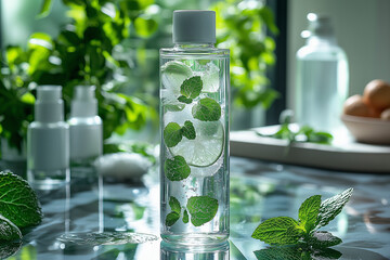 Refreshing facial toner, moisturizing, tightening pores, soothing ingredients for gentle care.