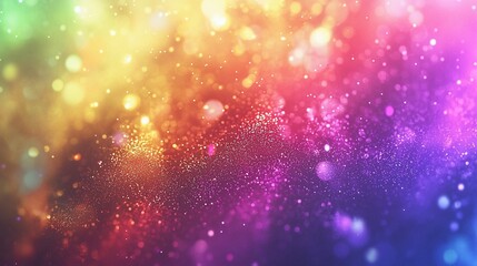 Fototapeta premium Vibrant rainbow bokeh background with glittering particles.