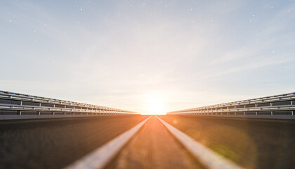 Road leading towards bright future with glowing sunrise horizon morning light symbolizing hope new beginnings journey adventure optimism freedom endless opportunities