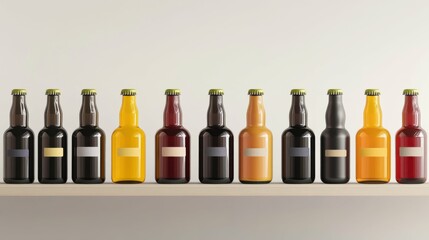 craft beer bottles on shelves, vibrant and inviting selection, sleek and elegant packaging design