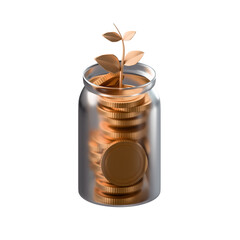 Transparent PNG of Financial Growth 3D Concept with Gold Coins, and Wealth for Investment Success.