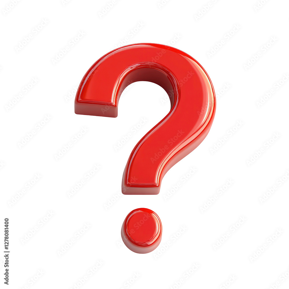 Poster 3d red question mark on transparent background