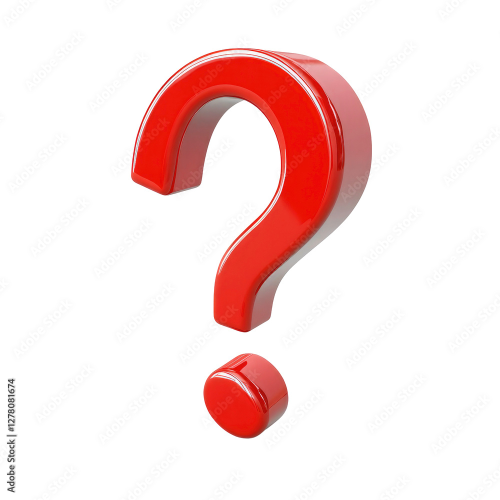 Poster 3d red question mark on transparent background