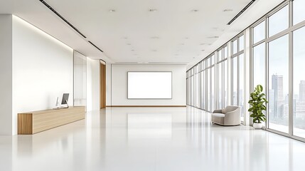 Modern Minimalist Office Lobby Design With City View