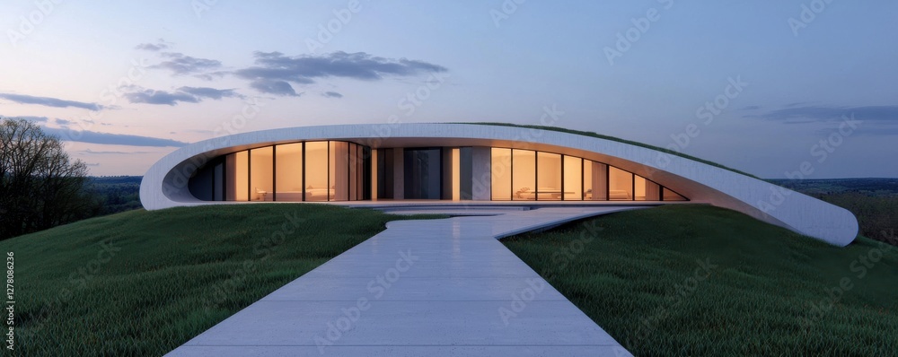 Poster modern architecture featuring sleek lines and expansive windows.