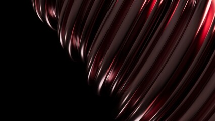 Abstract metal spirals, 3D render, smooth reflective surfaces, dark background