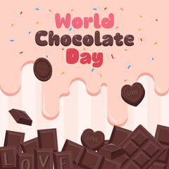 Chocolate illustration. Sweet and pretty world chocolate day illustration design. Vector illustration.