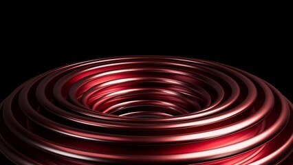 Abstract metal spirals, 3D render, smooth reflective surfaces, dark background