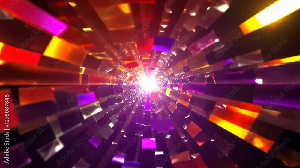 Aufkleber A colorful, multicolored tunnel with a bright light at the end. The tunnel is filled with many different colored squares