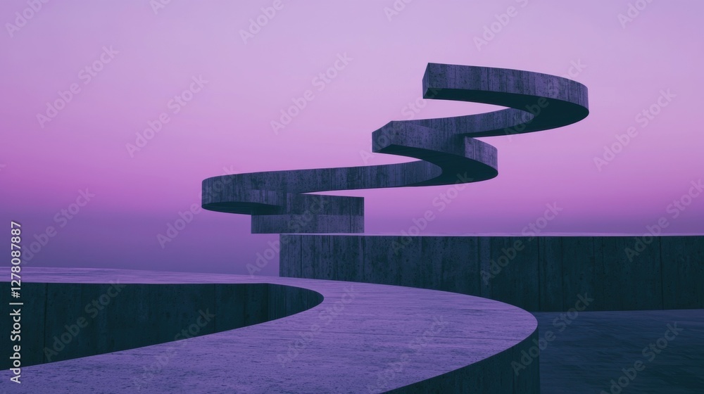 Poster digital art piece that appears to be a 3d rendering of a spiral staircase.